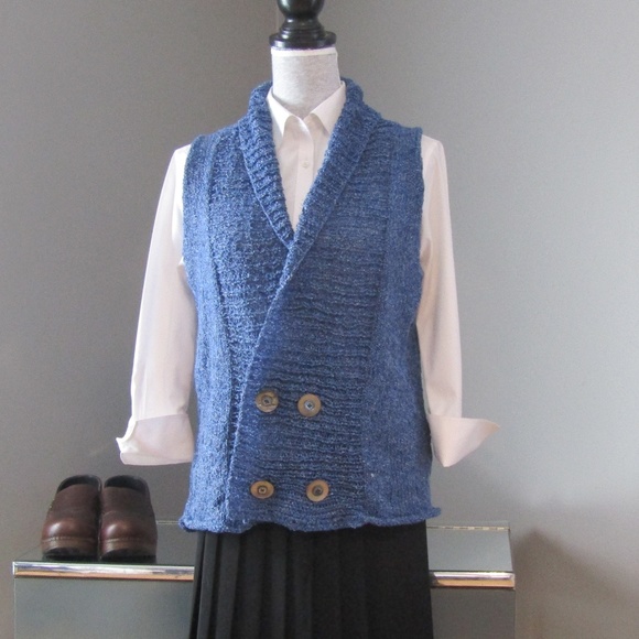 NEW Amy Brill Crossover Knit Vest Sweater Blue - Picture 1 of 6